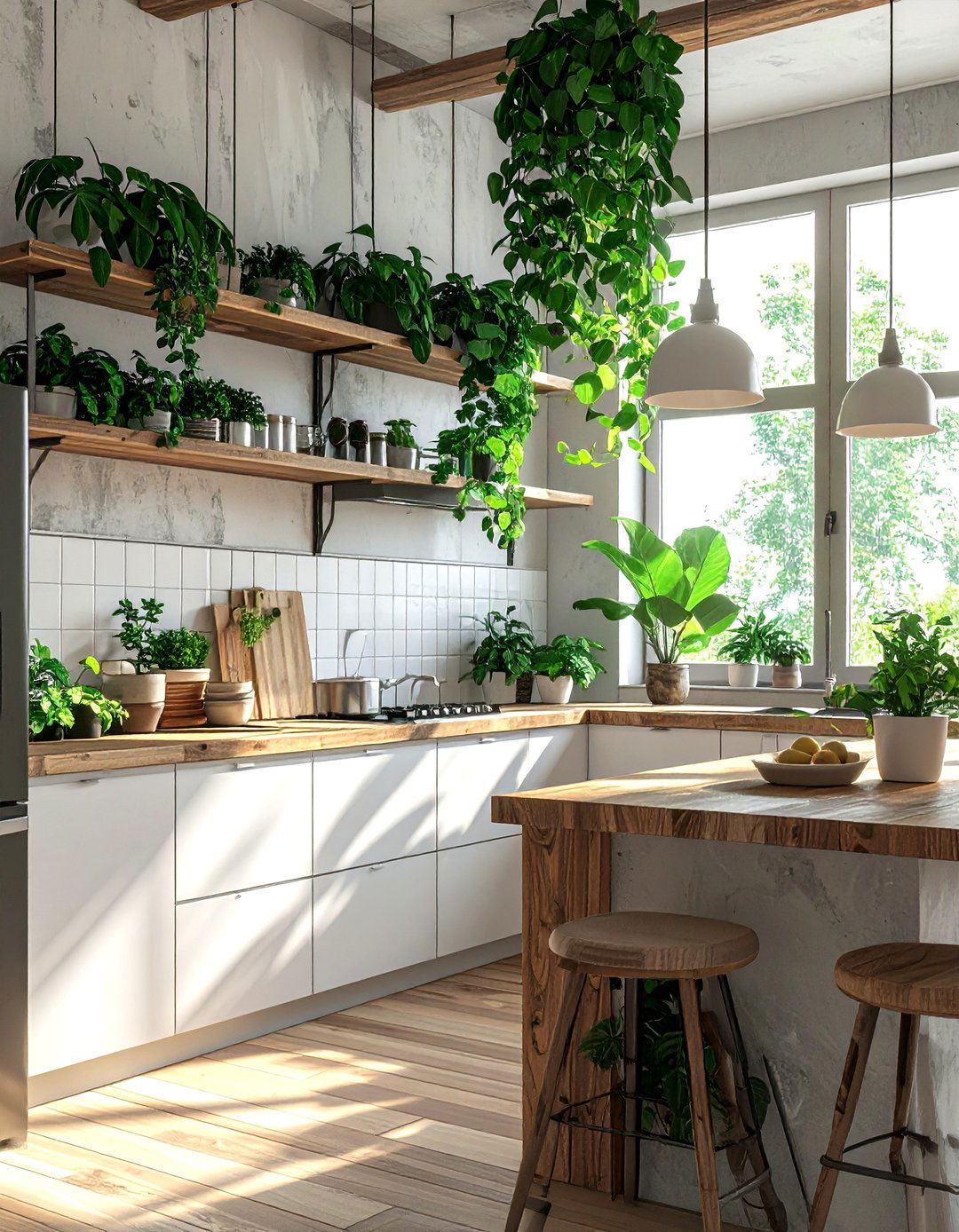 Indoor plant kitchen decor - 30 urban industrial kitchen ideas