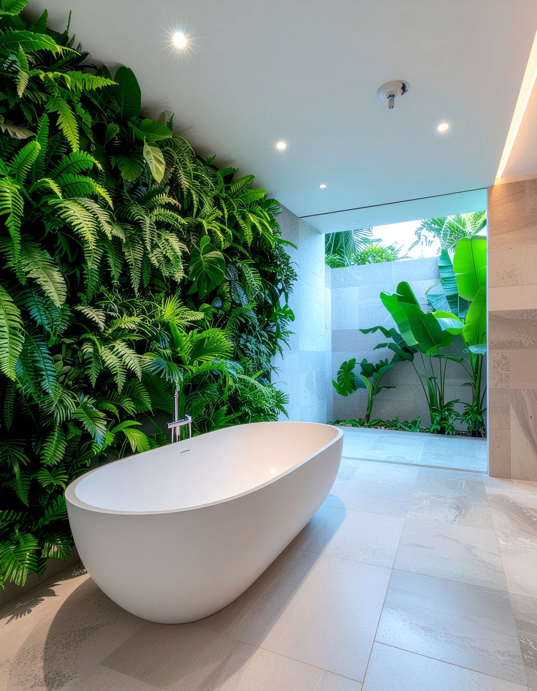 Indoor plant wall - 30 bathroom entertainment ideas
