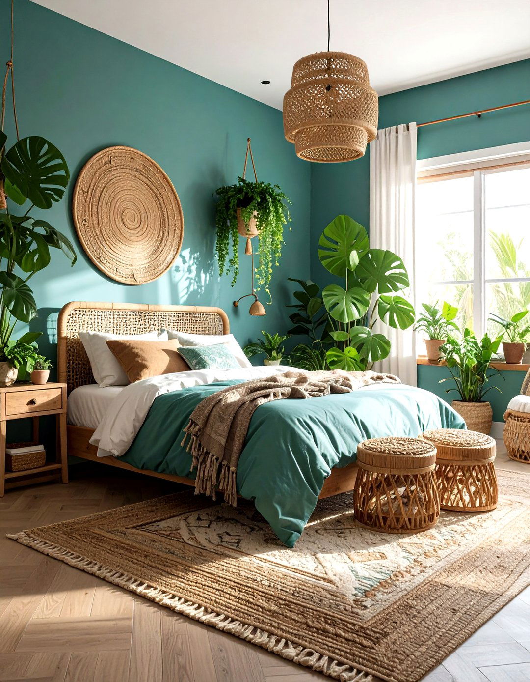 Indoor plants boho bedroom - 30 bohemian teal bedroom ideas