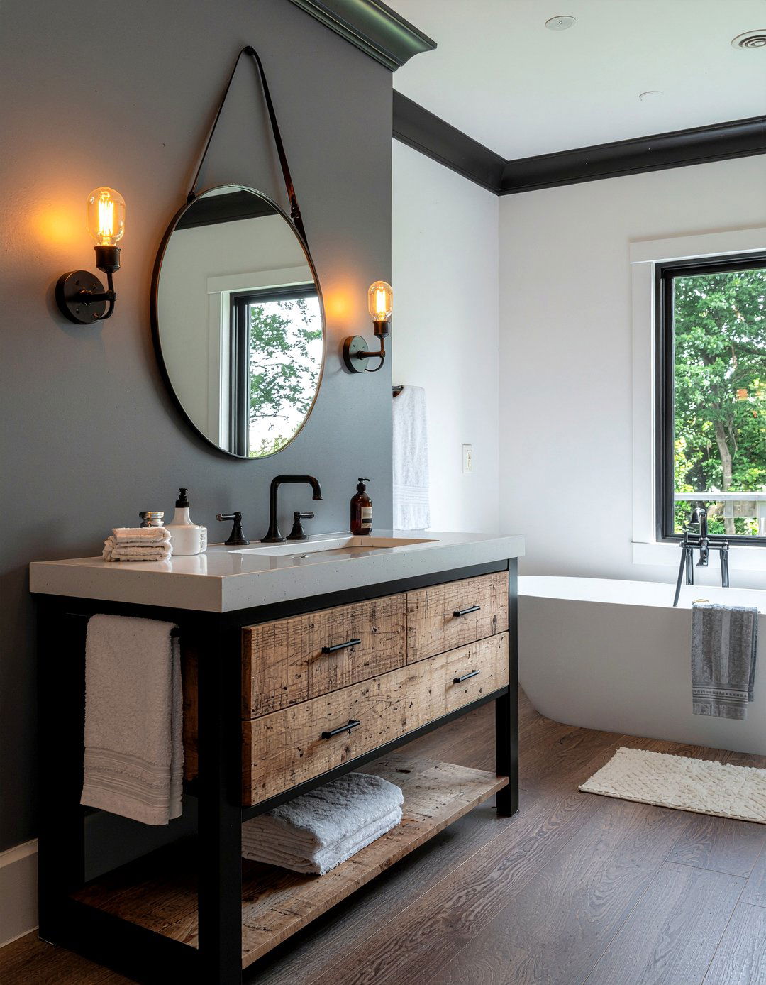 Industrial Bathroom Lighting - 30 rustic modern bathroom ideas