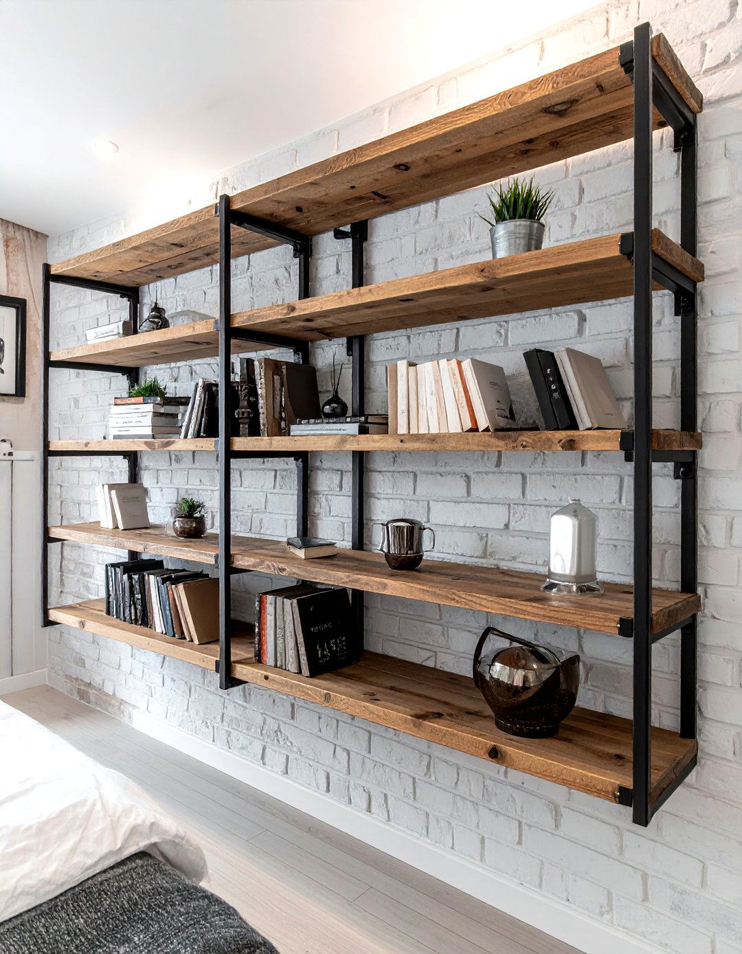 Industrial Bedroom Shelf - 30 bedroom finishing touches ideas
