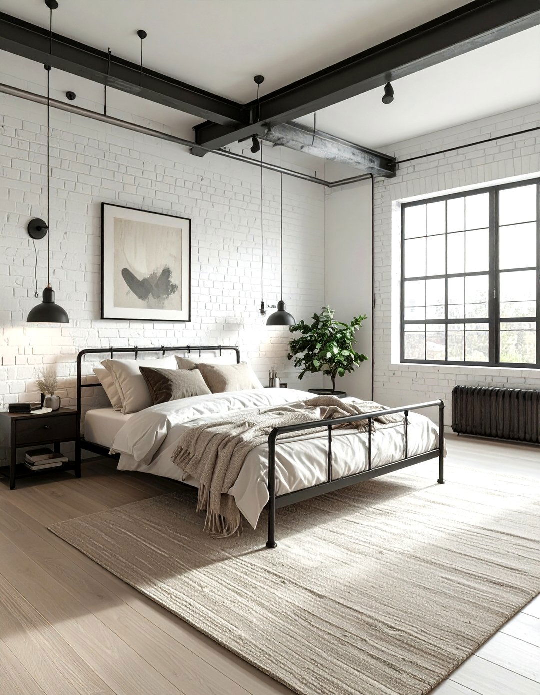 Industrial Beige White Bedroom - 30 beige and white bedroom ideas