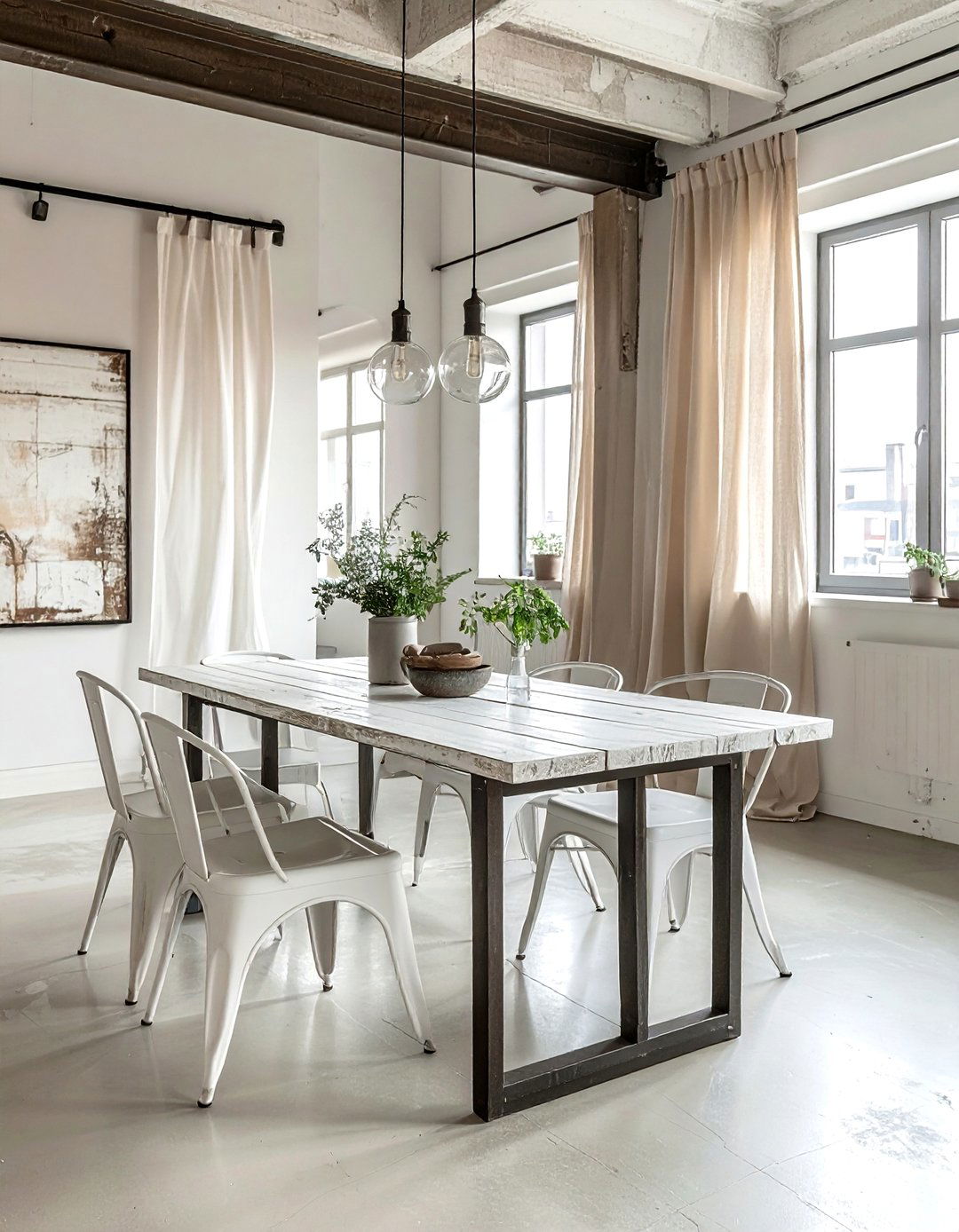 Industrial Beige White Dining Room - 30 beige and white dining room ideas
