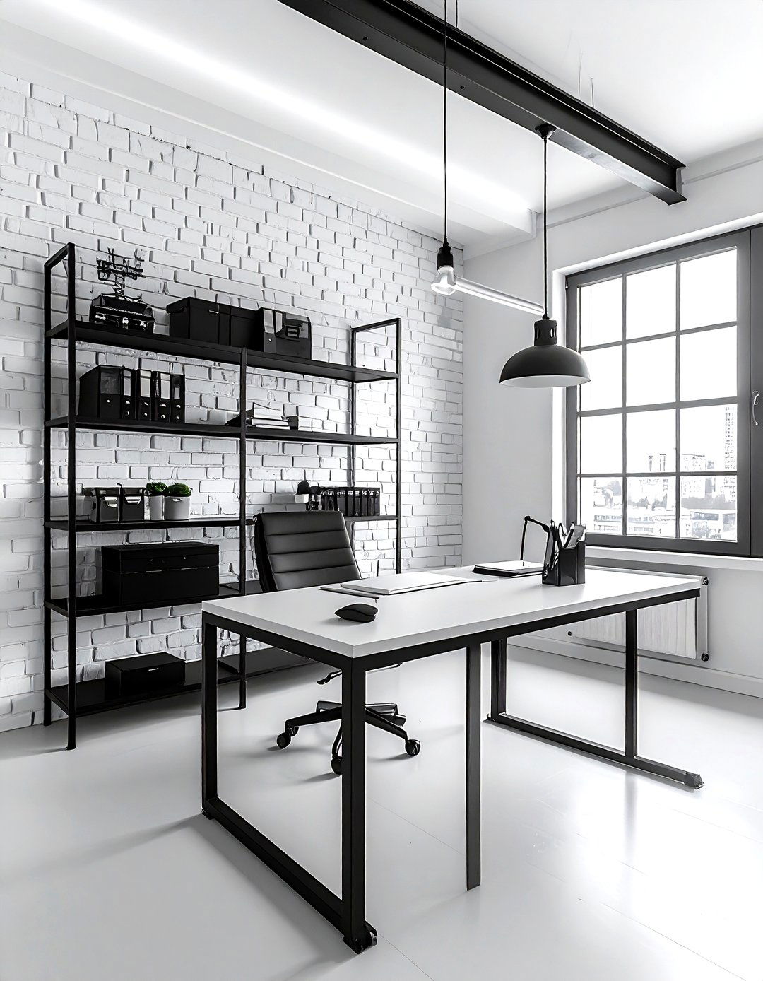 Industrial Black And White Home Office - 30 black and white decor ideas