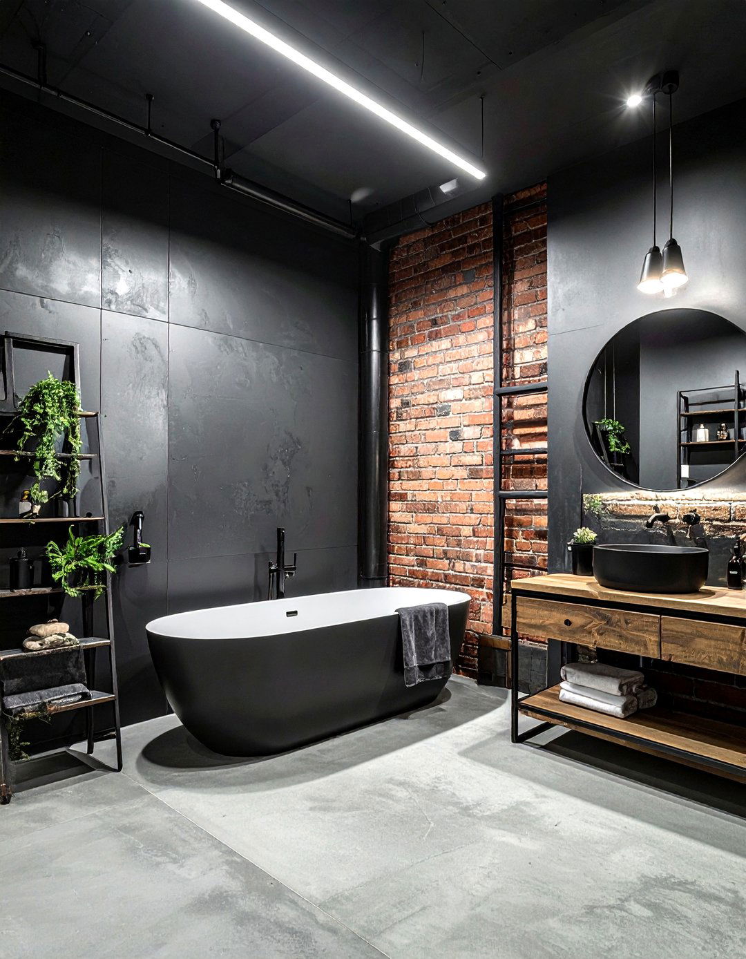Industrial Black Bathroom - 30 dark black bathroom ideas