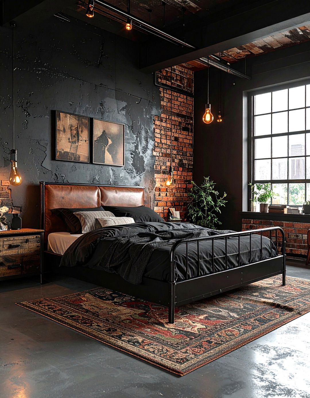 Industrial Black Bedroom - 30 dark black bedroom ideas