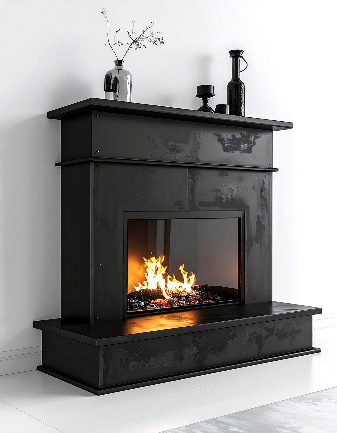 Industrial Black Fireplace Mantel - 30 industrial black living room ideas