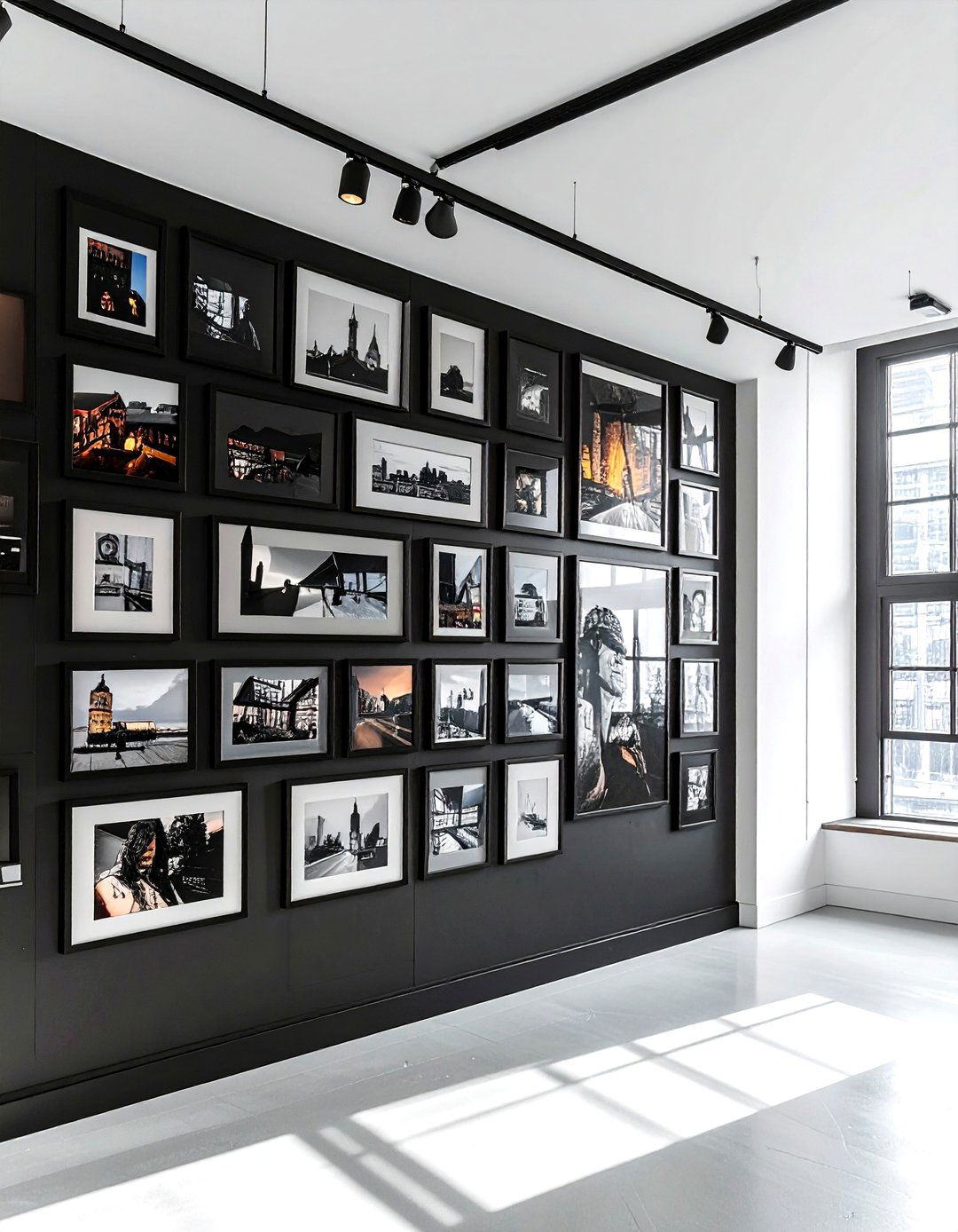 Industrial Black Gallery Wall - 30 industrial black living room ideas