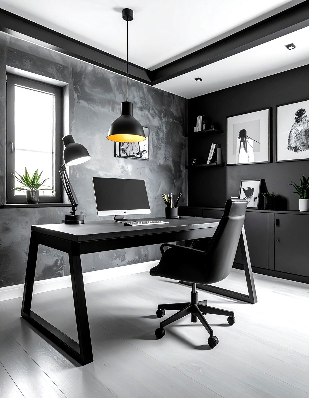 Industrial Black Home Office Corner - 30 industrial black living room ideas