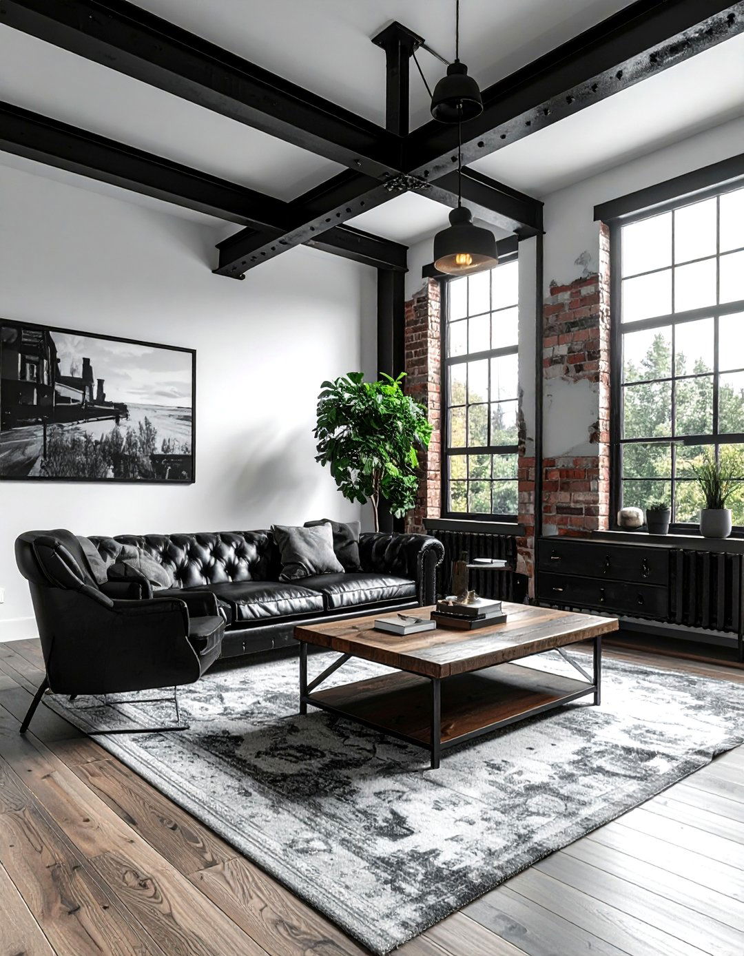 Industrial Black Living Room - 30 black living room design ideas