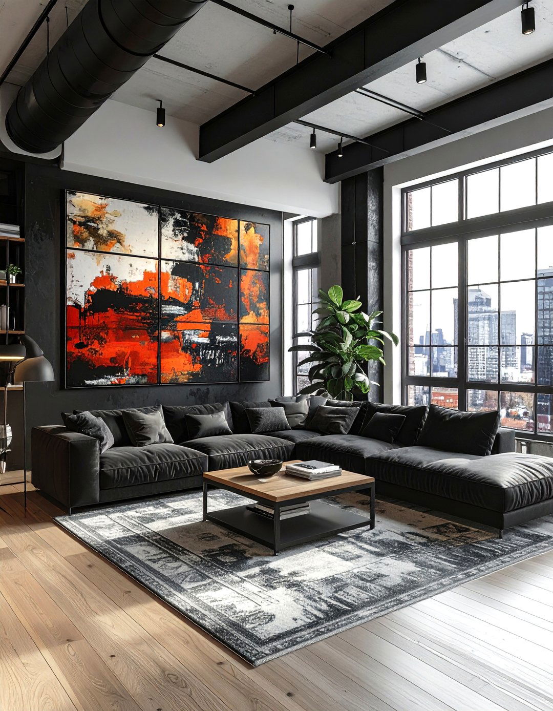 30 Industrial Black Living Room Ideas for Bold Decor