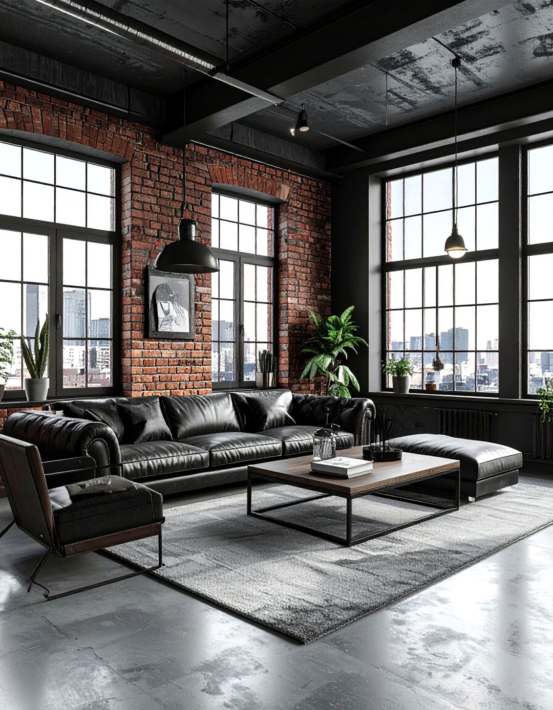 Industrial Black Loft - 30 contemporary black living room ideas
