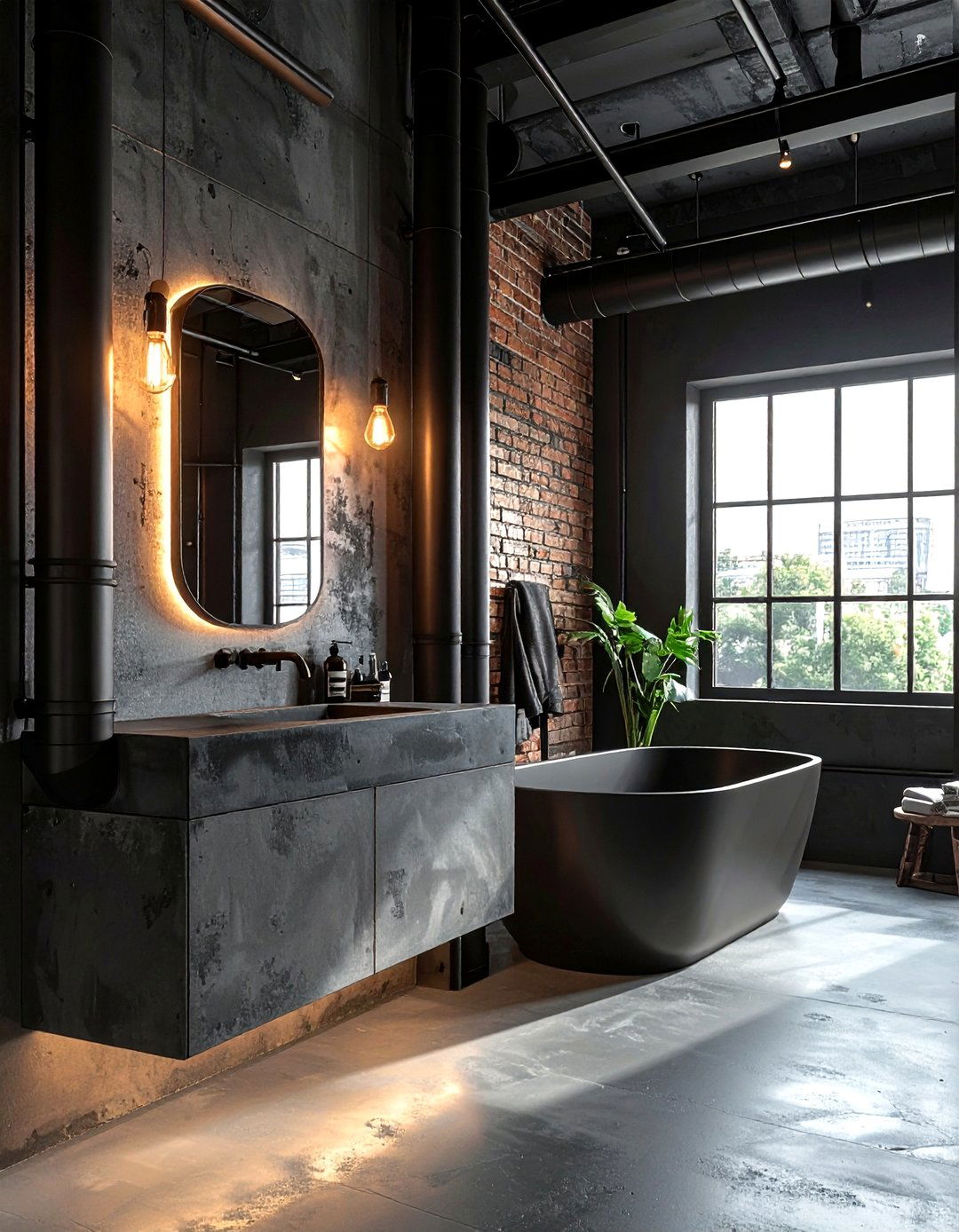 Industrial Black Look - 30 black bathroom design ideas