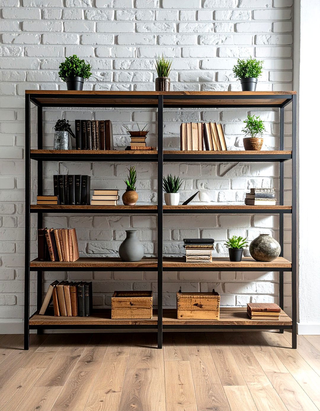 Industrial Black Metal Bookshelf - 30 black metal decor ideas