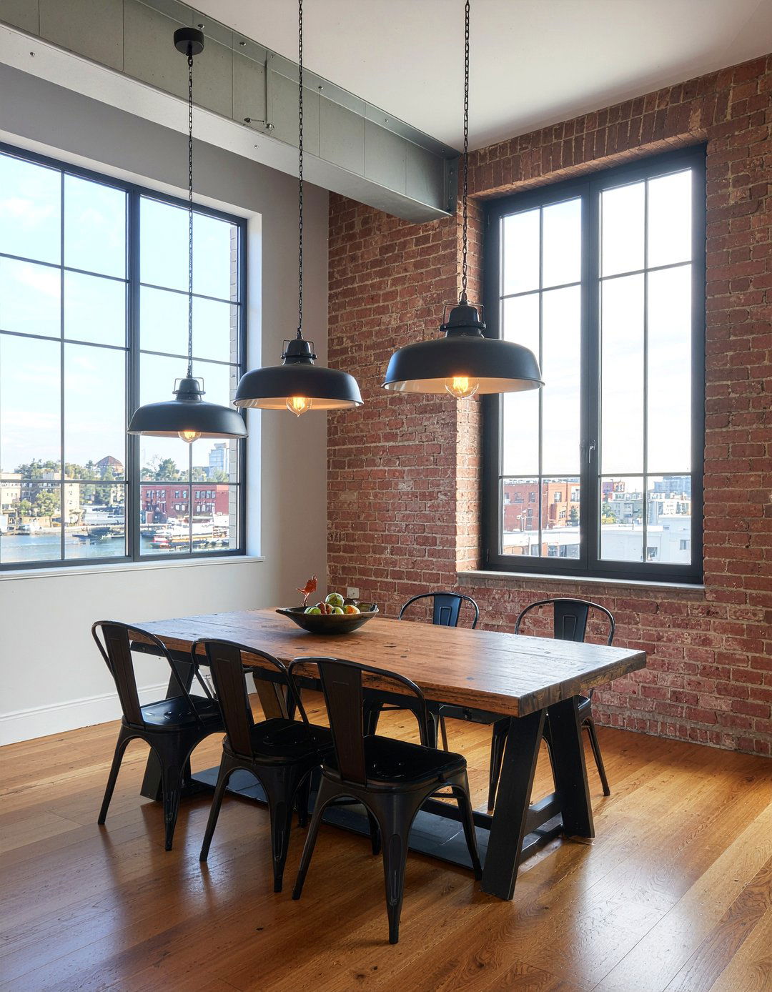 Industrial Black Metal Pendants - 30 multiple pendant dining room ideas