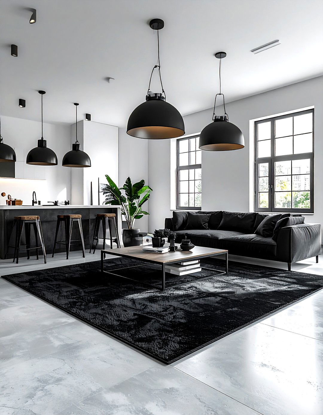Industrial Black Open Floor Plan - 30 industrial black living room ideas