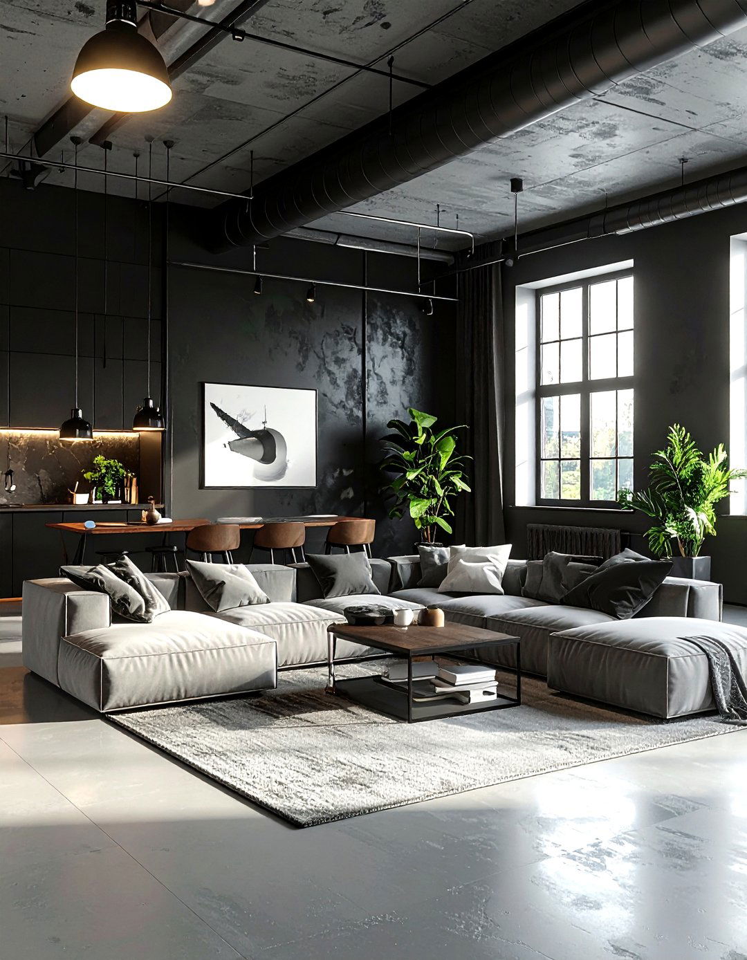 Industrial Black Studio Apartment - 30 industrial black living room ideas