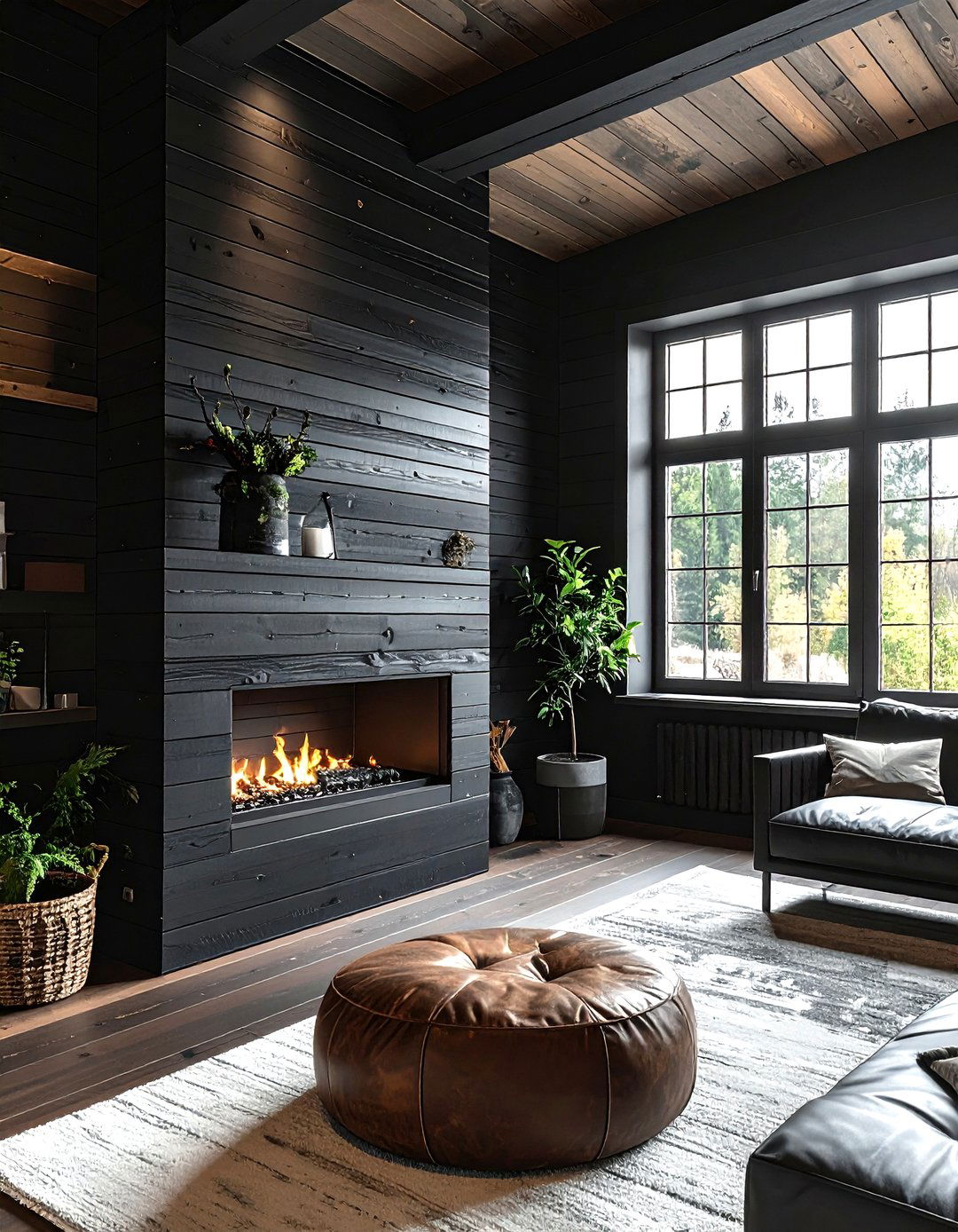 Industrial Black Wood Paneling - 30 industrial black living room ideas