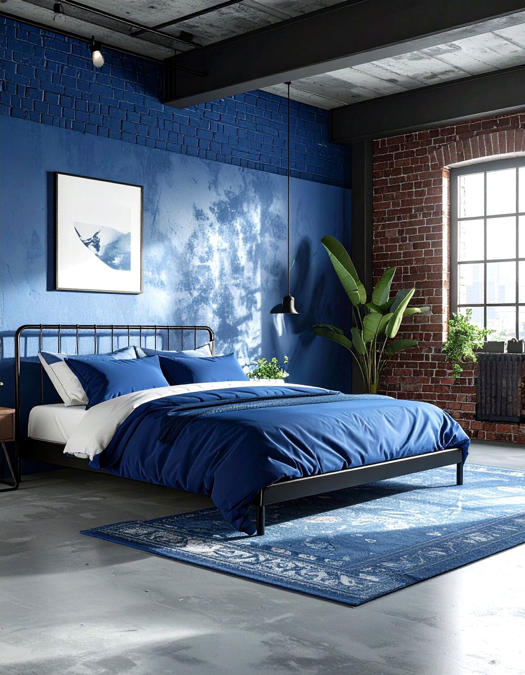 Industrial Blue Bedroom - 30 contemporary blue bedroom ideas