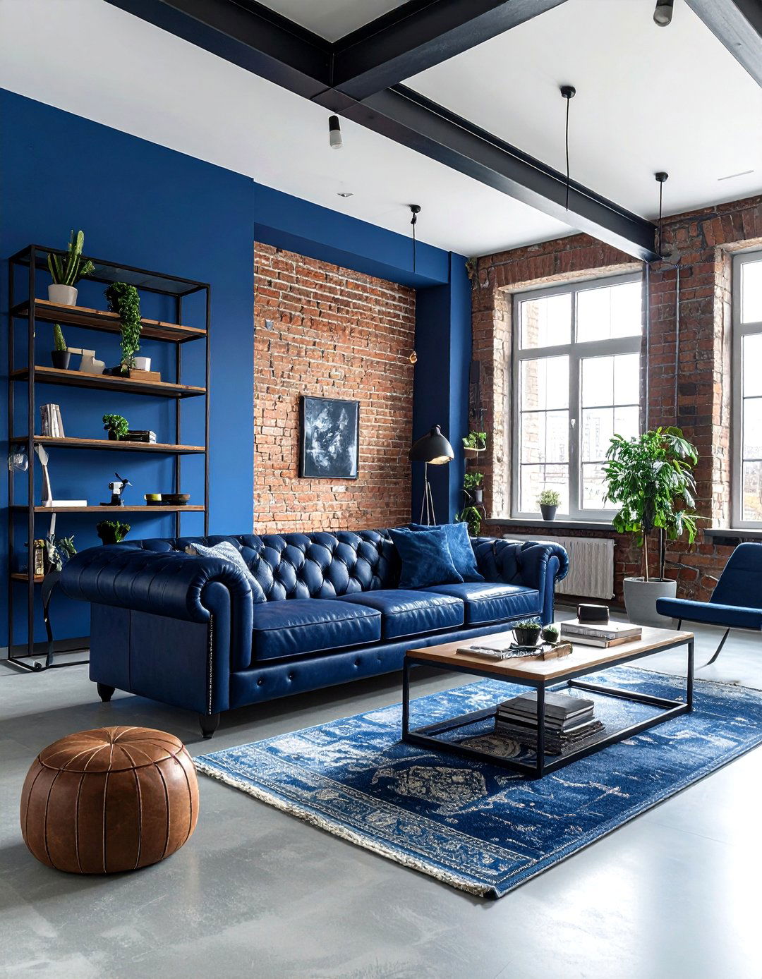 Industrial Blue Living Room - 30 blue living room design ideas