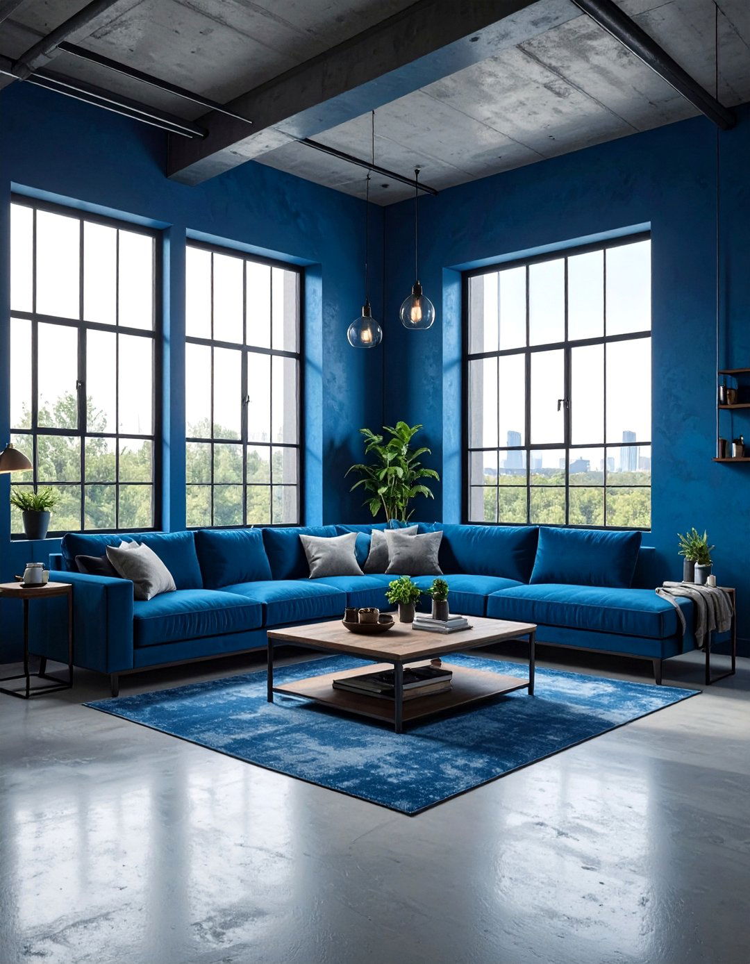 Industrial Blue Living Room - 30 blue living room decor ideas