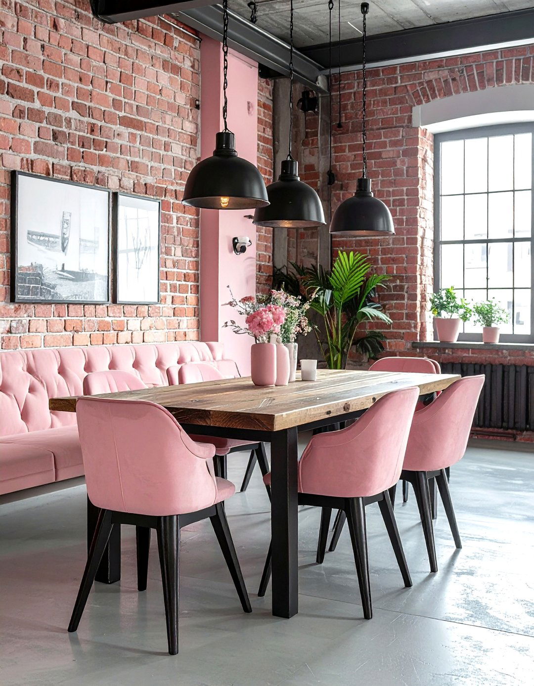 Industrial Blush Dining Room - 30 blush dining room ideas