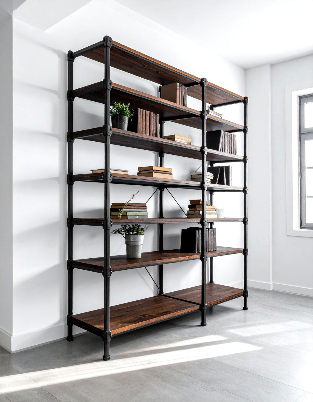Industrial Bookshelf - 30 bookshelf decor ideas
