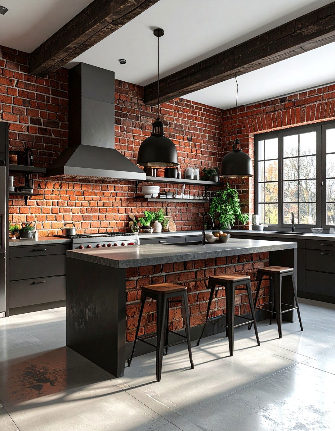 Industrial Brick Kitchen - 30 brick kitchen ideas