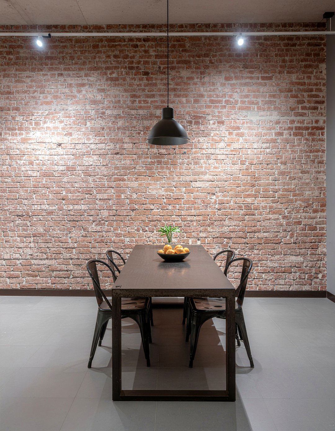 Industrial Brick Wall - 30 bold dining room ideas