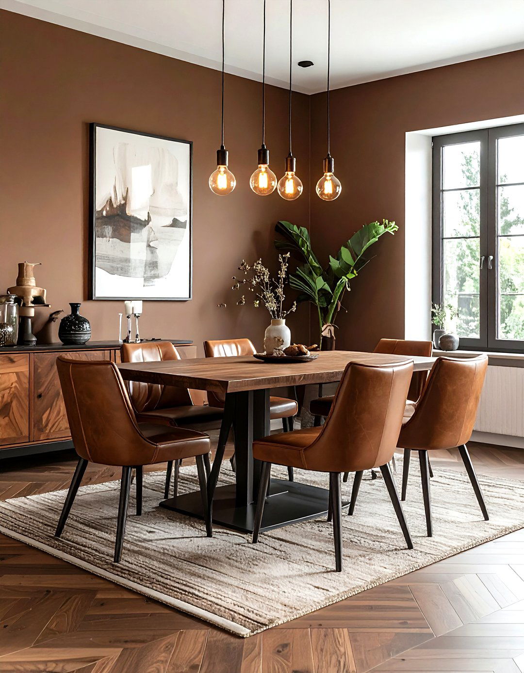 Industrial Brown Dining Room - 30 chocolate dining room ideas