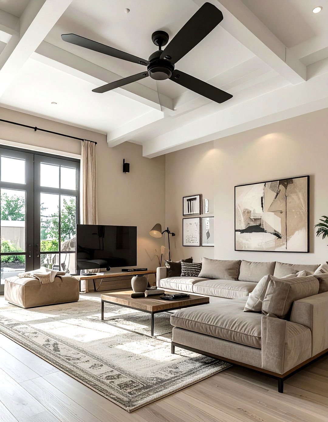 Industrial Ceiling Fan Beige Room - 30 industrial beige living room ideas
