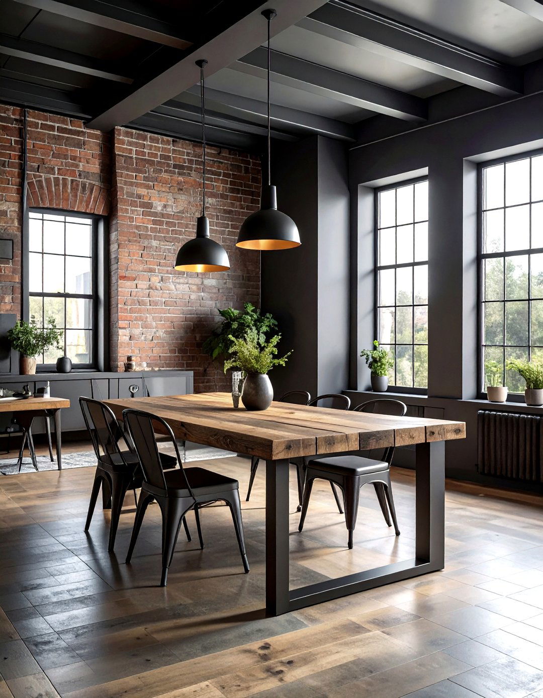 Industrial Charcoal Dining Space - 30 dark charcoal dining room ideas