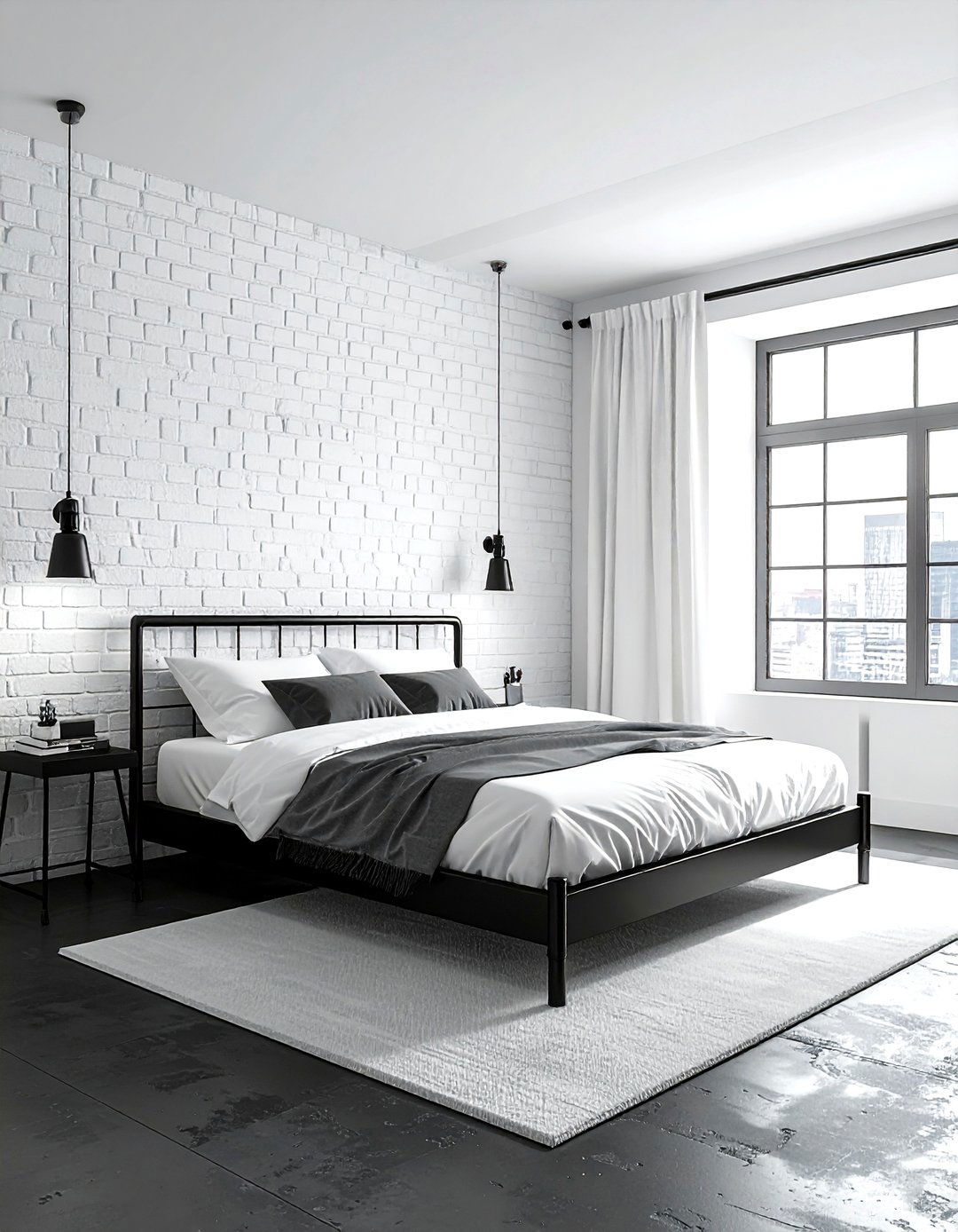 Industrial Charcoal White Bedroom - 30 charcoal and white bedroom ideas