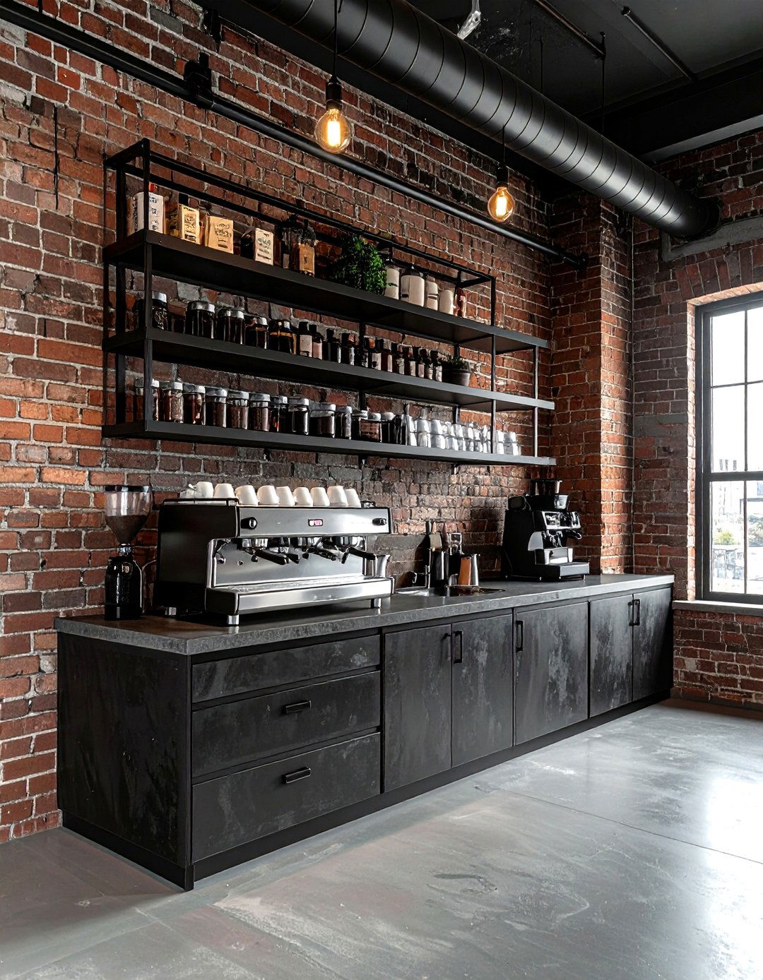 Industrial Coffee Nook - 30 kitchen coffee nook ideas