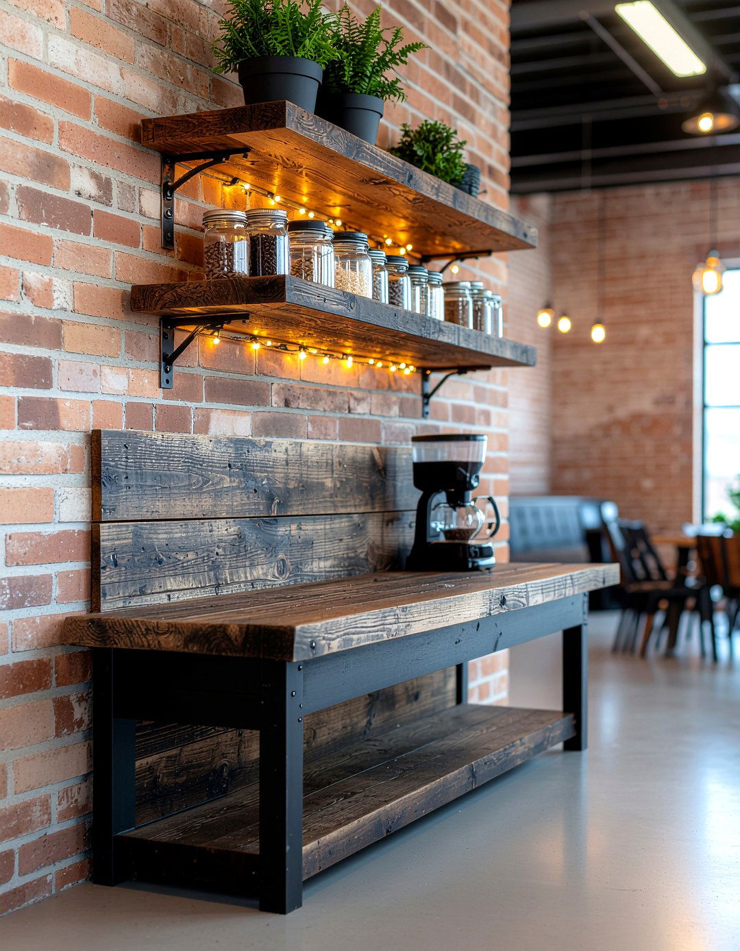 Industrial Coffee Shelf - 30 dining room coffee station ideas