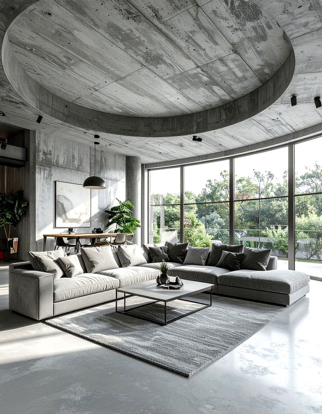 Industrial Concrete Barrel Ceiling - 30 living room barrel ceiling ideas