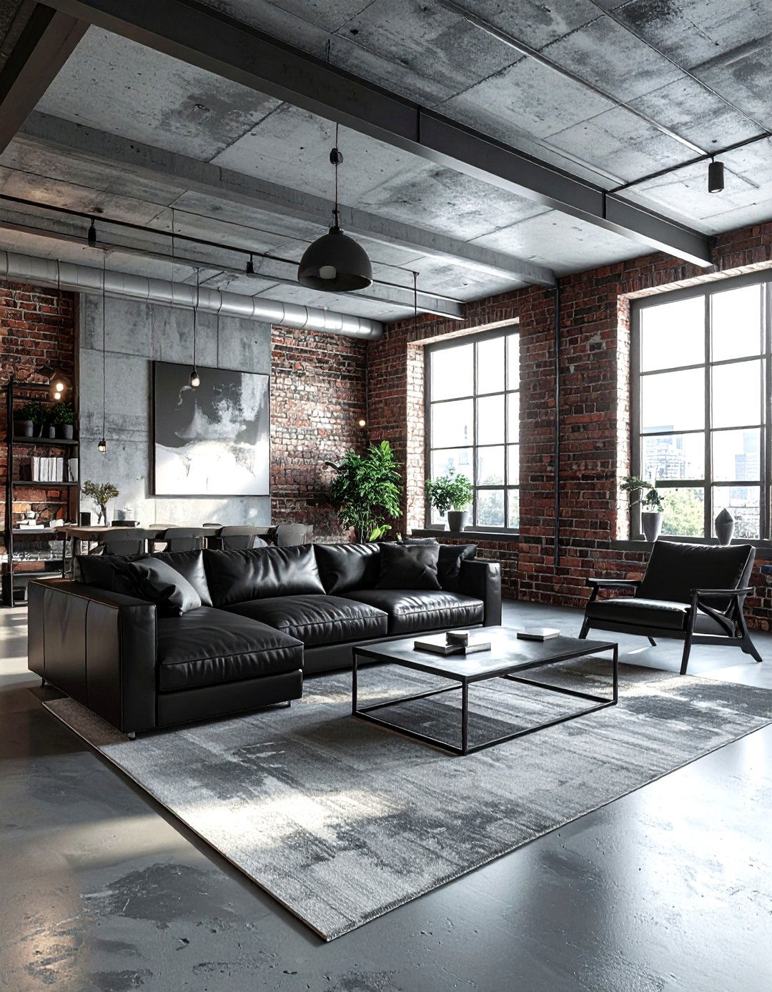 Industrial Concrete Ceiling - 30 living room wallpapered ceiling ideas