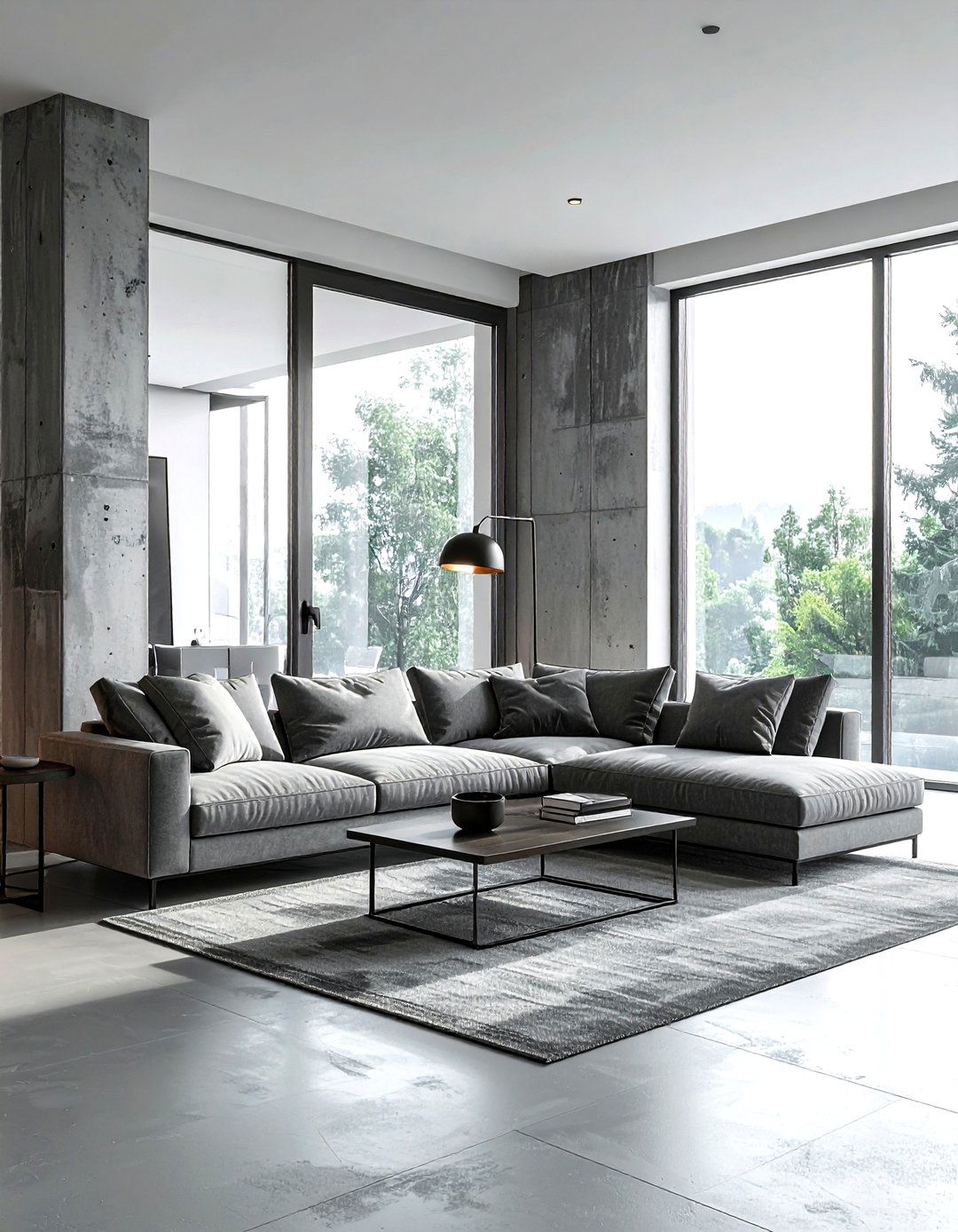 Industrial Concrete Pillar - 30 living room pillar ideas