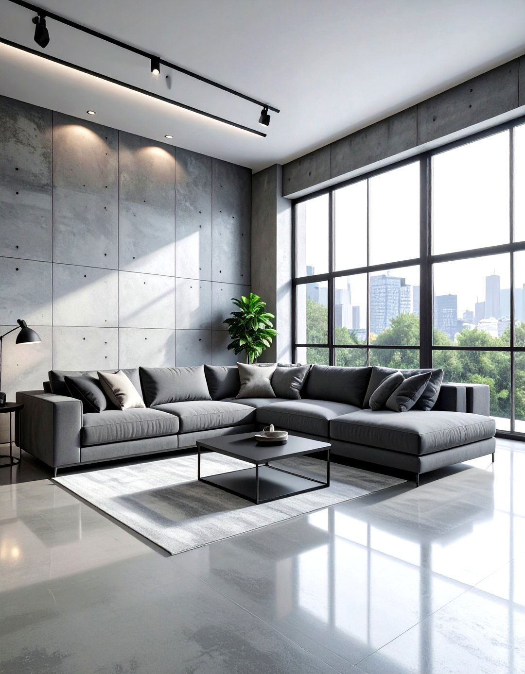 Industrial Concrete Stone Wall - 30 living room stone wall ideas