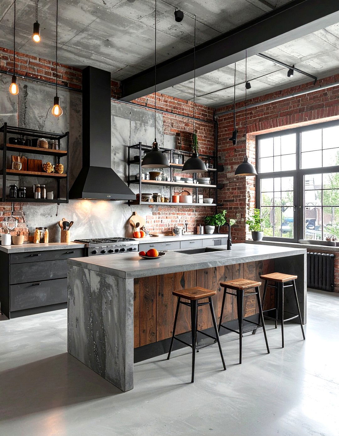 Industrial Concrete Veined Style - 30 veined countertop kitchen ideas