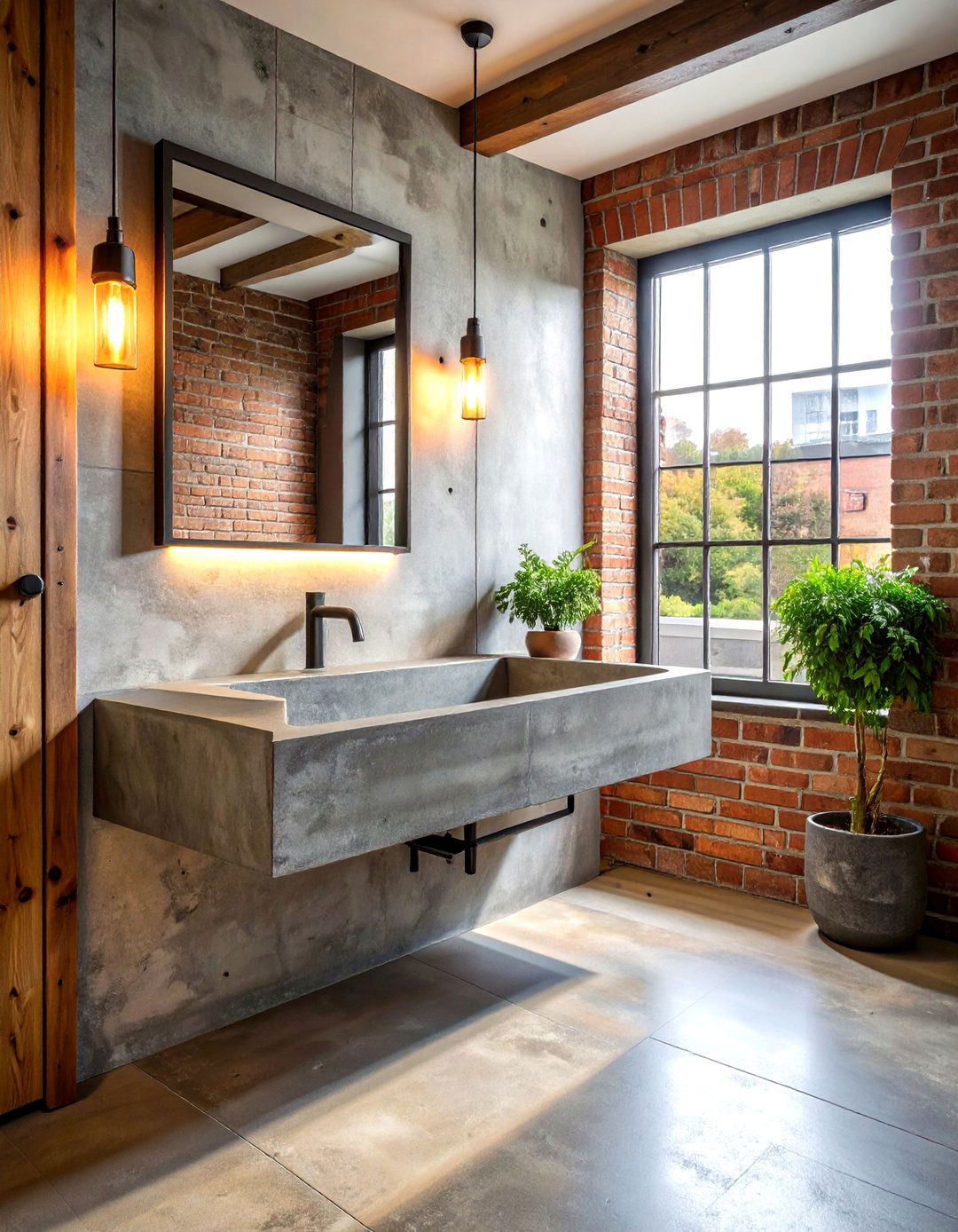 Industrial Concrete Wall Sink - 30 wall-mounted sink ideas