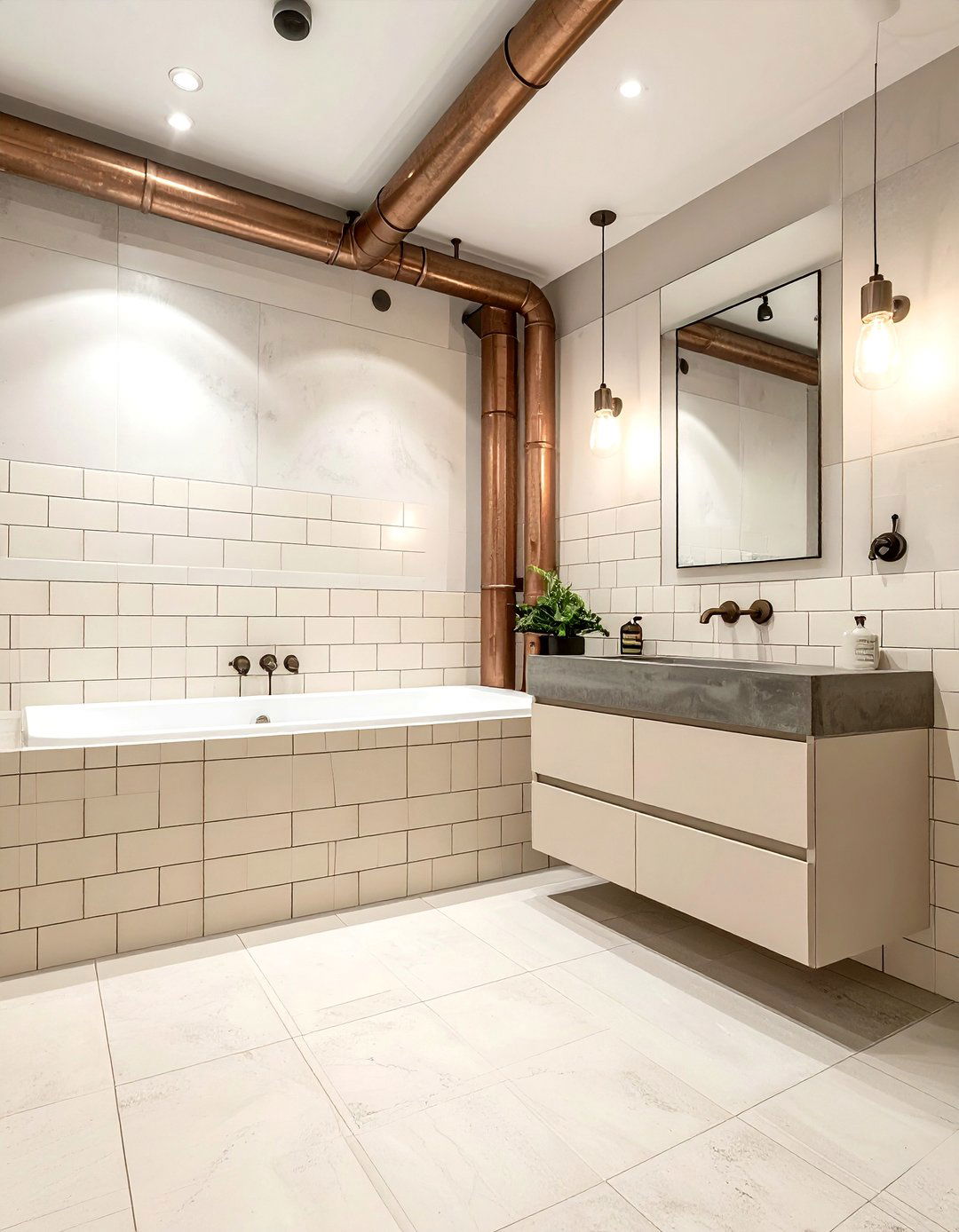 Industrial Cream Bathroom - 30 cream bathroom design ideas