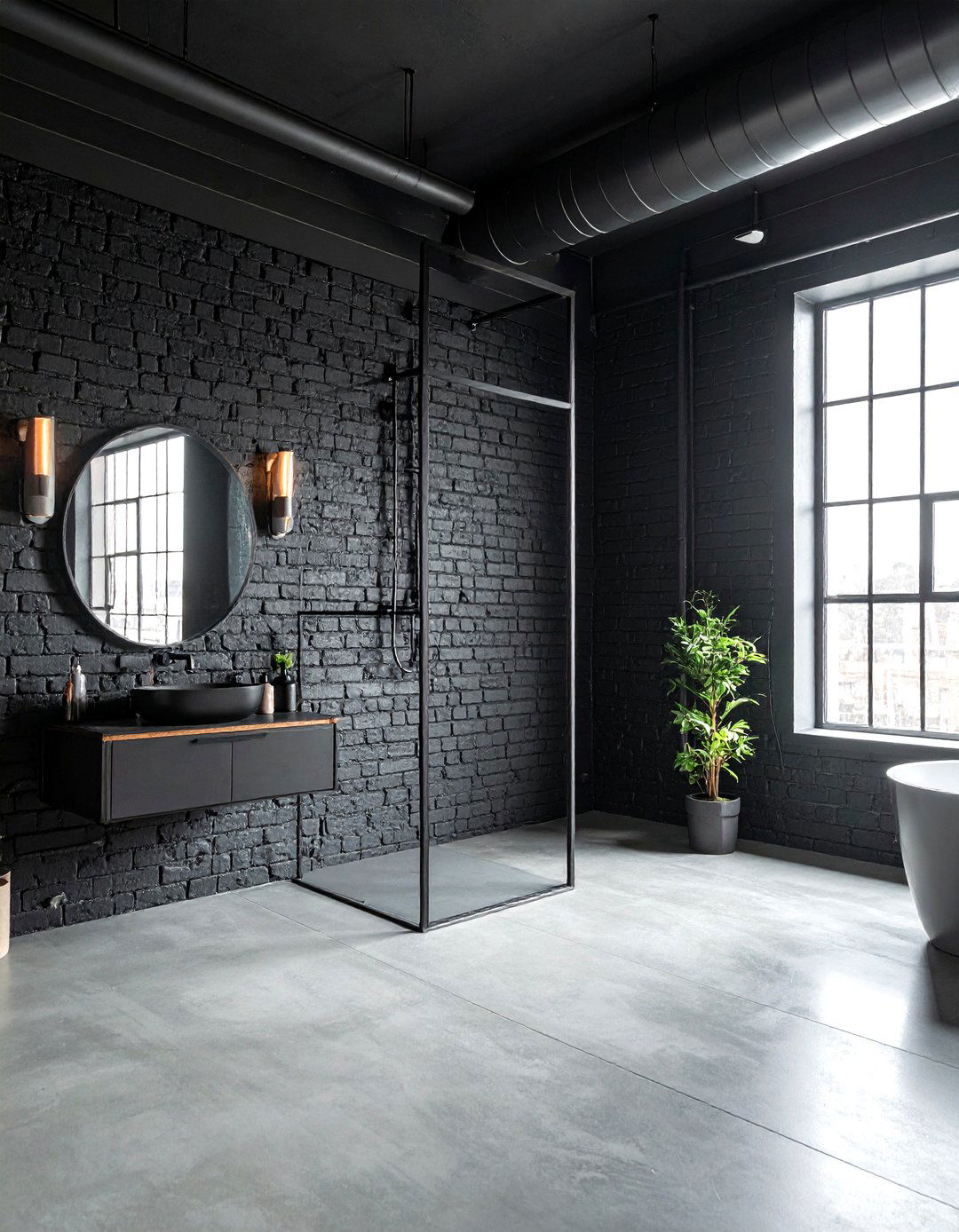 Industrial Dark Bathroom - 30 dark bathroom ideas