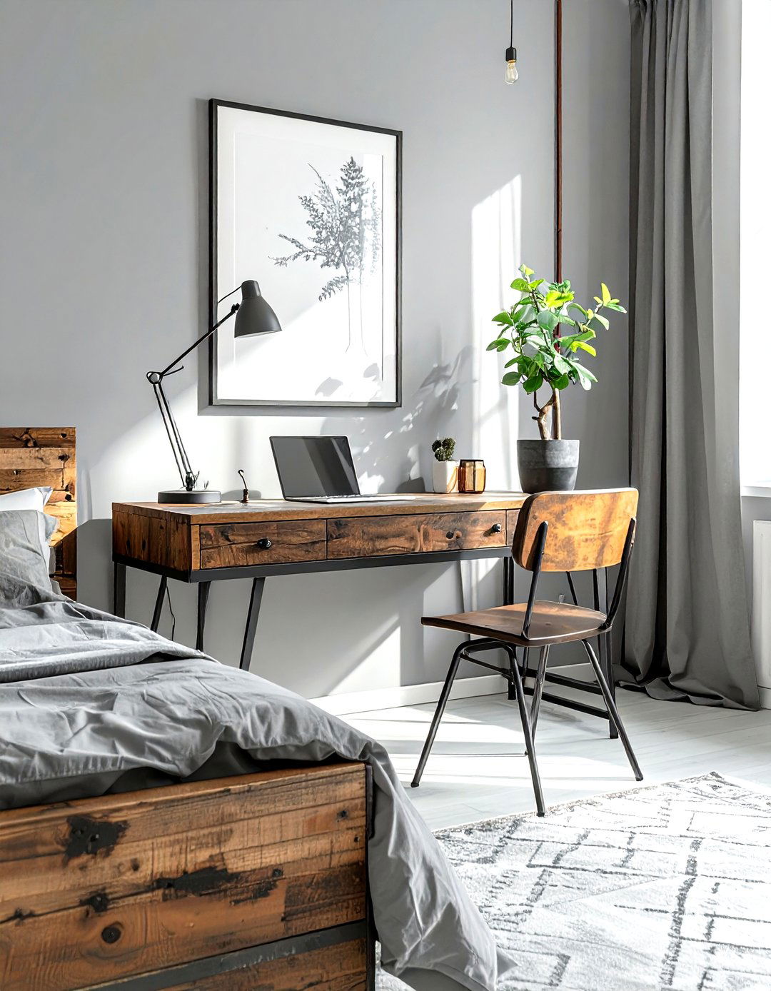 Industrial Desk Bedroom - 30 industrial gray bedroom ideas