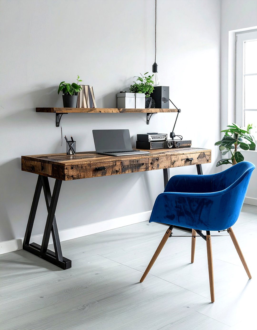 Industrial Desk Blue Chair - 30 industrial blue bedroom ideas
