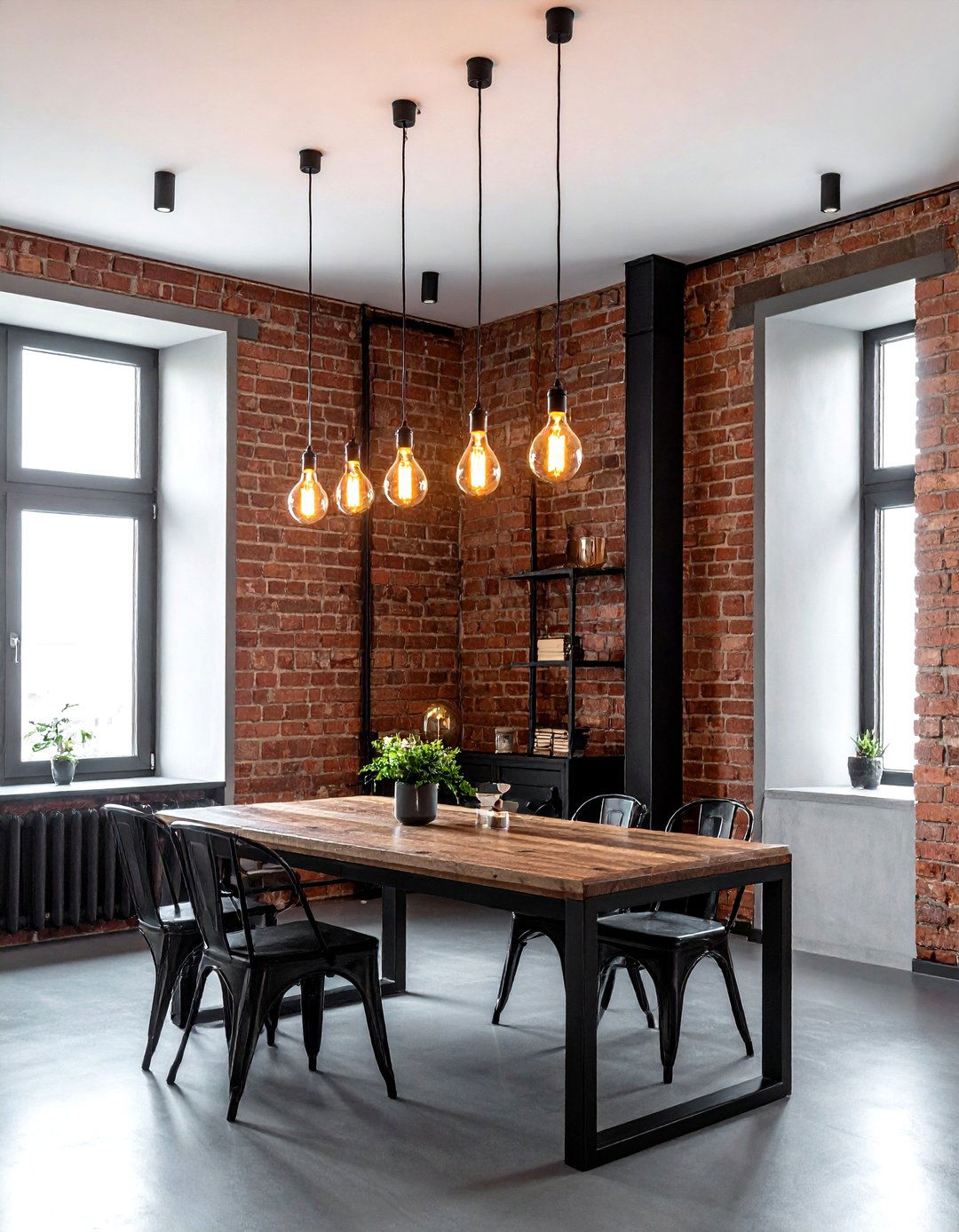 Industrial Edison Bulb Lighting - 30 warehouse dining room ideas