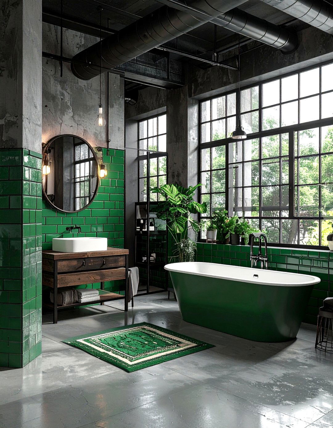 Industrial Emerald Green Bathroom - 30 emerald and white bathroom ideas