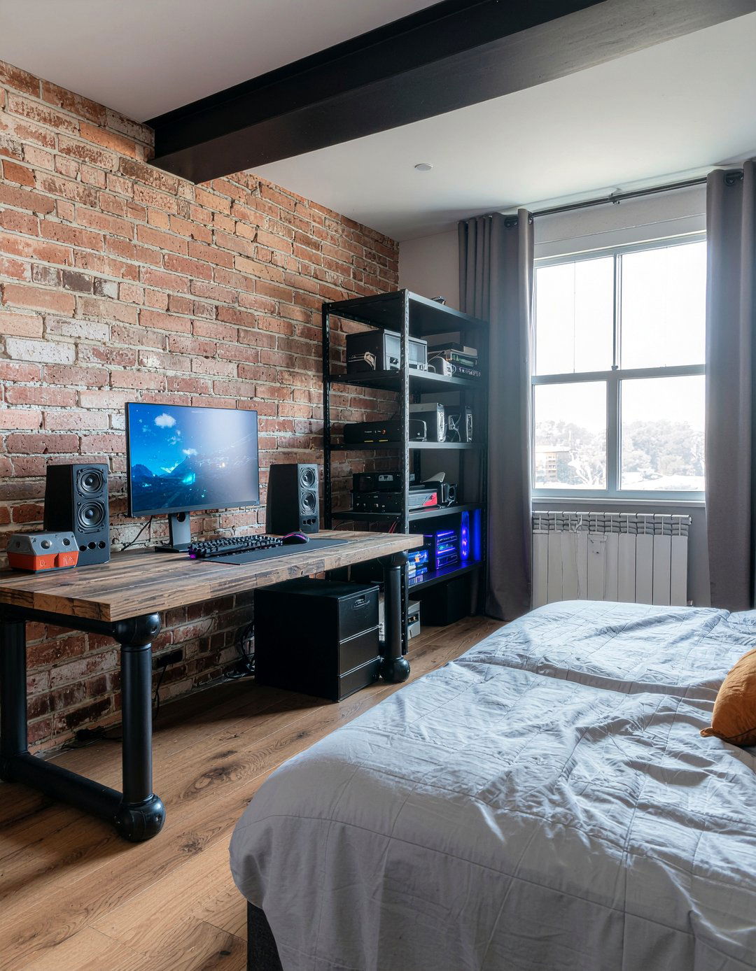 Industrial Gaming Bedroom - 30 streaming setup bedroom ideas