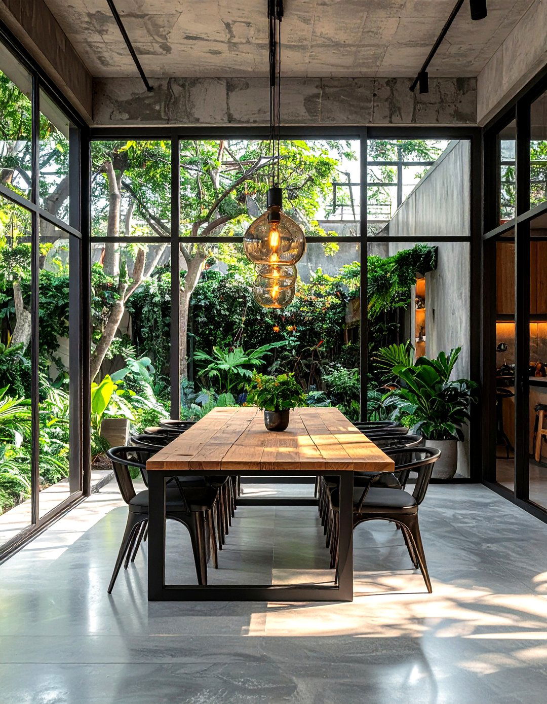 Industrial Glass Partition Wall - 30 glass dining room ideas