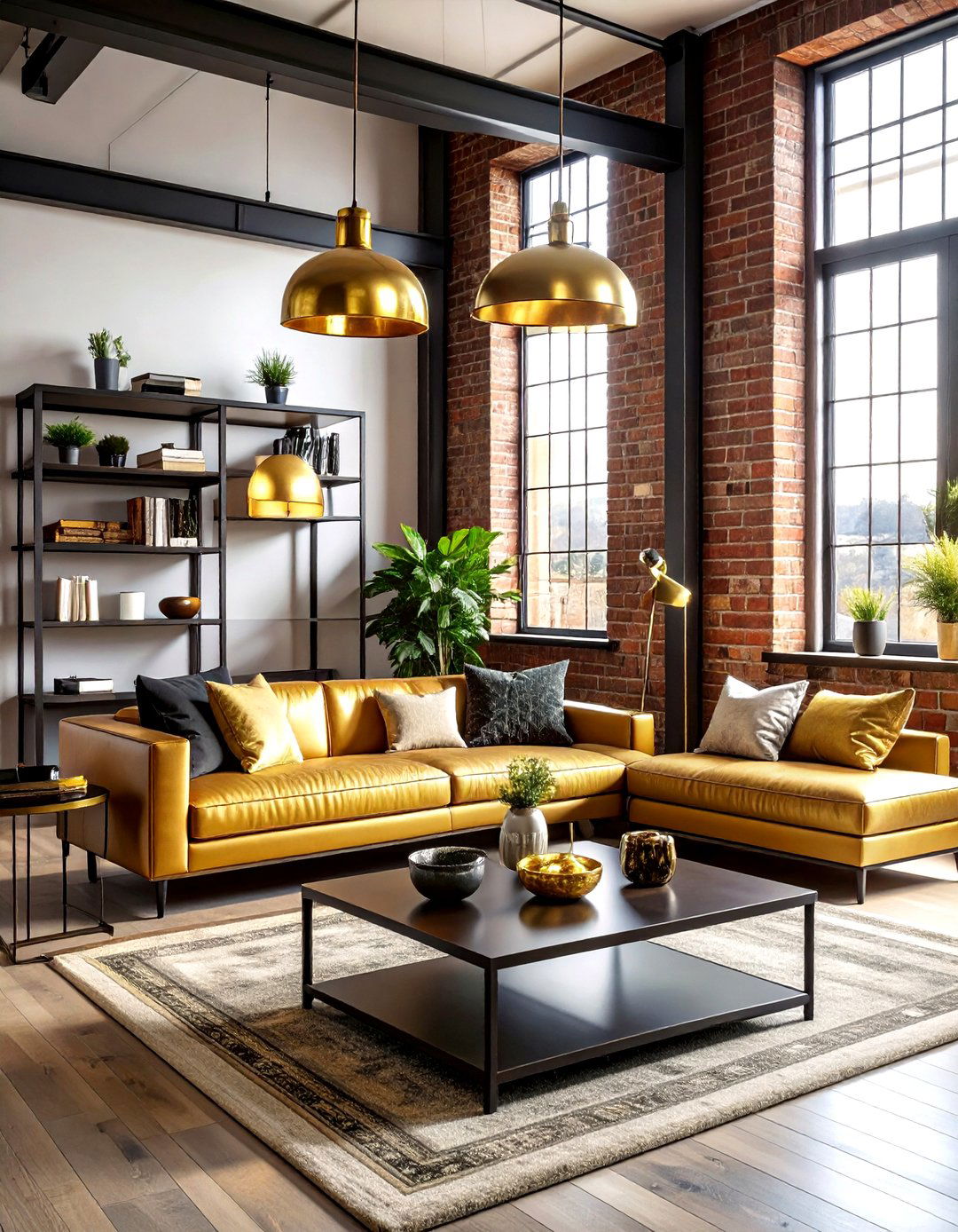 Industrial Gold Living Room - 30 gold living room ideas